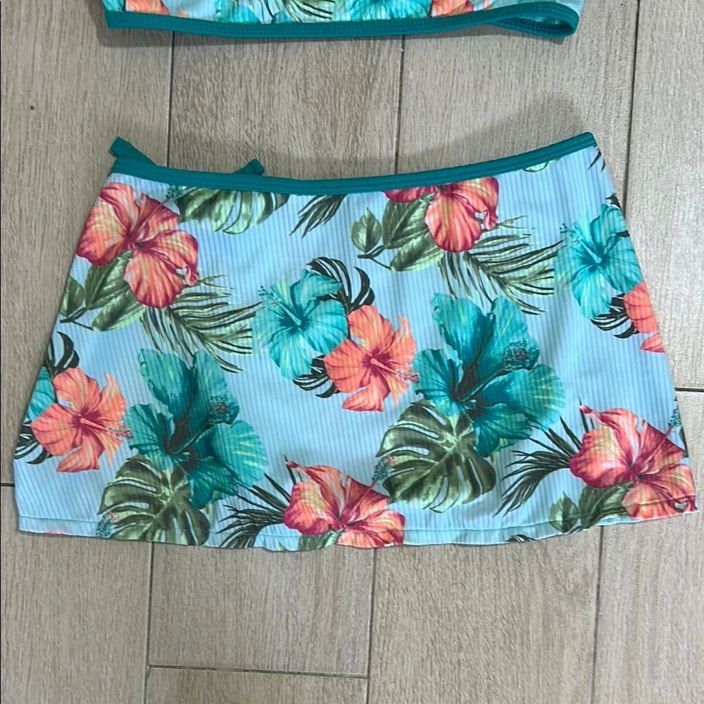 Justice Girl’s Tropical Floral Kids Swim Bikini - Top & Skirt